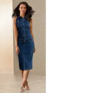 Monroe and Main Denim Dress Sz S Drop Waist Stretch  Polyester Spandex